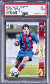 2004 Panini Sports Mega Cracks #71 Lionel Messi Rookie Card - PSA NM 7